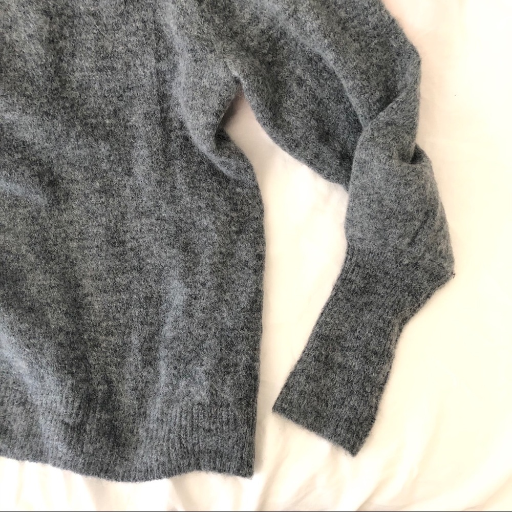 H&M Mohair Wool Puff Sleeve Fuzzy Sweater - Grey - Picture 3 of 7